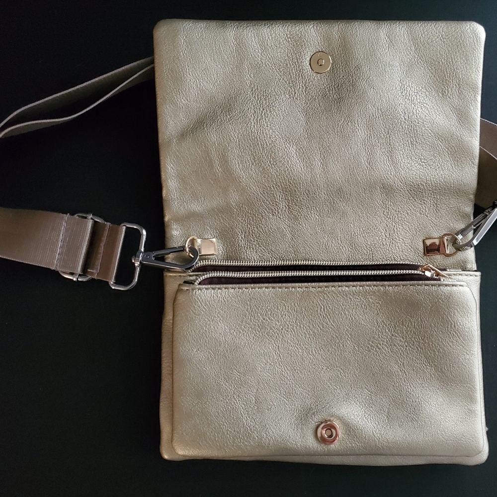 Gold Toned Clutch/Crossbody Bag - Picture 2 of 8
